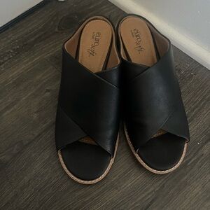 Elegant Black Leather Mules by Eurosoft sandal